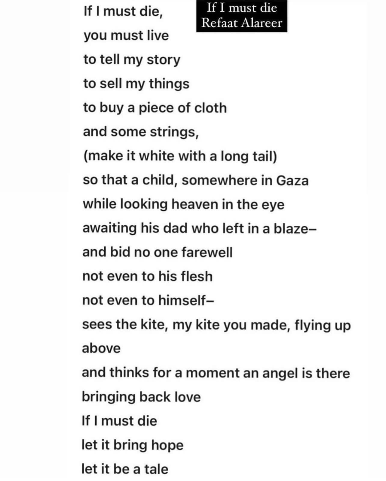 Poem by Refaat called 'If I must die'